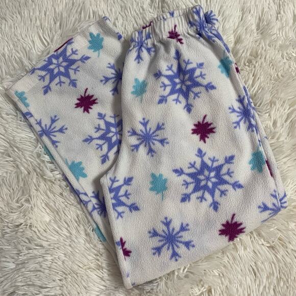 FROZEN • Snowflake Print Fleece Pajama Bottoms Pants - Picture 2 of 5